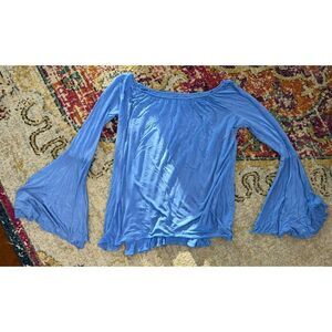 Bailey / 44 | Denim Blue Gather Bell-Sleeve Top (L)